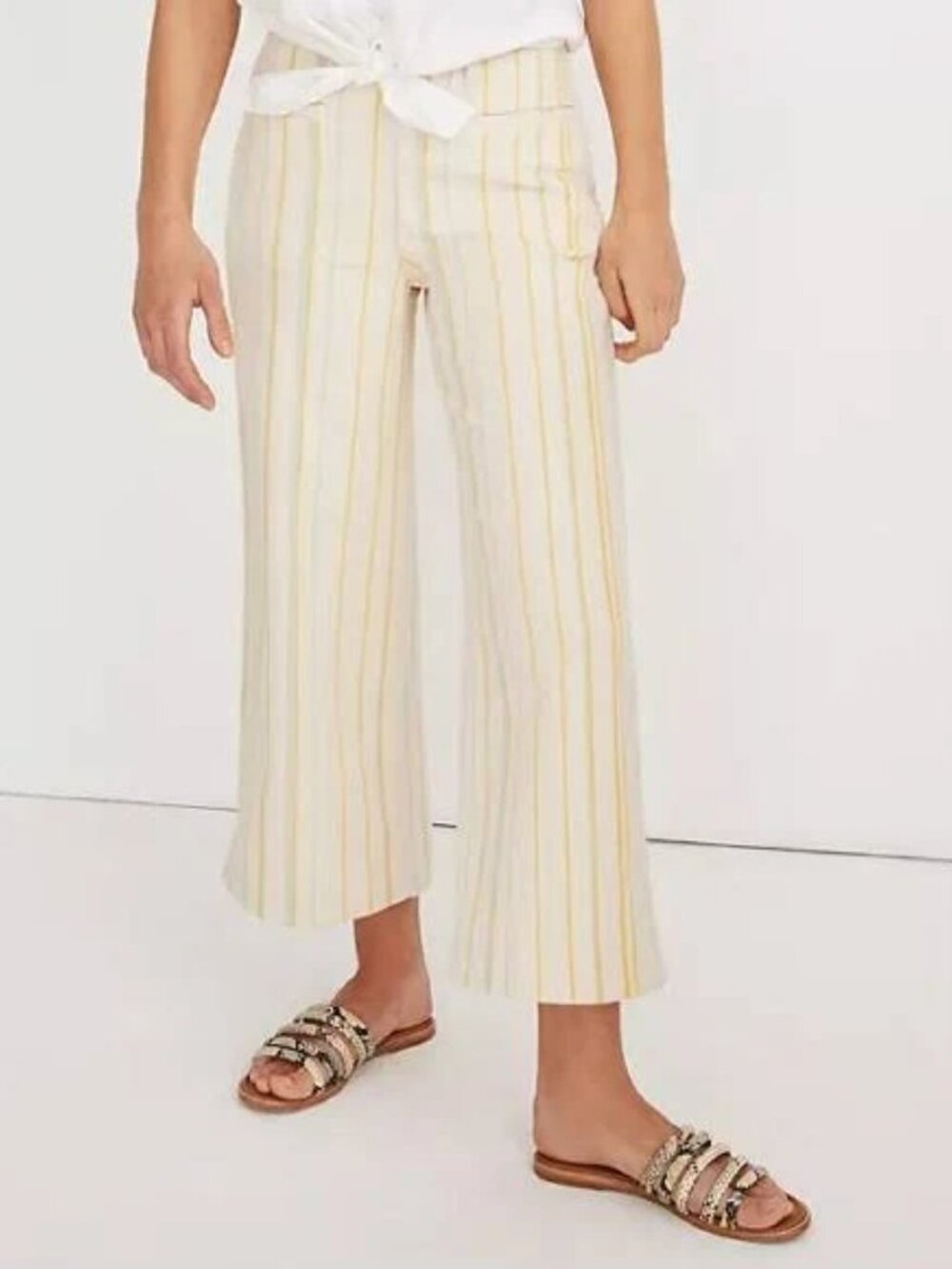Madewell Emmett Wide-Leg Crop Pants in Stripe